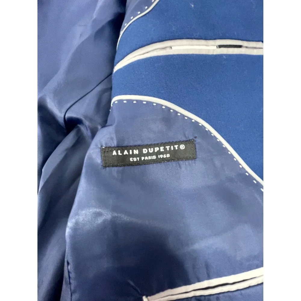 Alain Dupetit 2-Piece Suit Set Mens 40R/34W Royal Blue Tetron Slim Notch Lapel